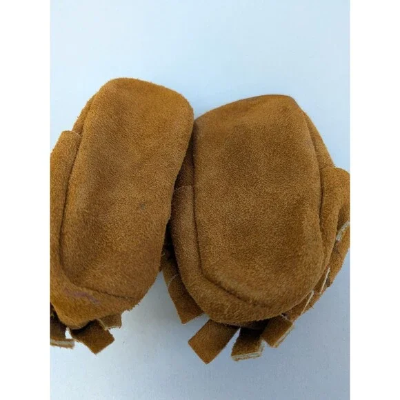 Baby Moccasins Leather Shoes Fringe Boot Sz 3 Soft Sole Infant Boy Girl NB - Picture 6 of 7